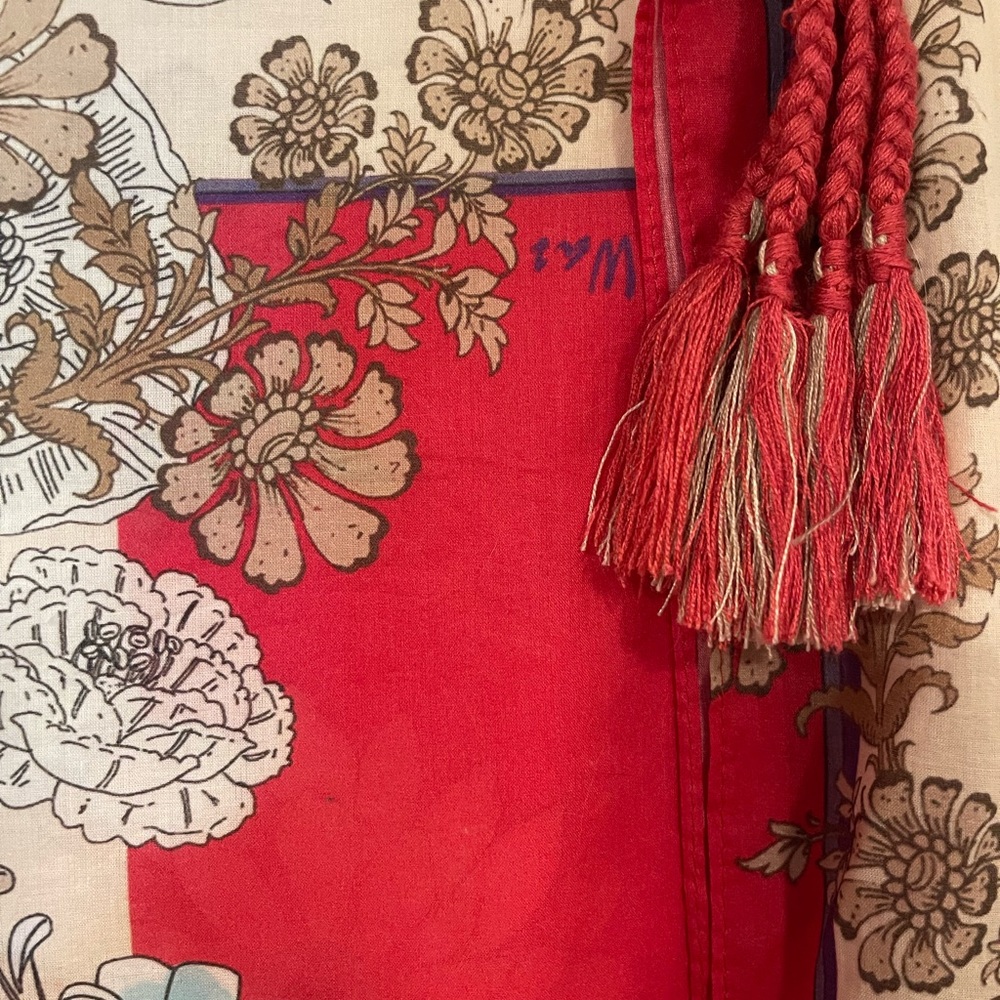 Johnny Was Floral Scarf with Tassels